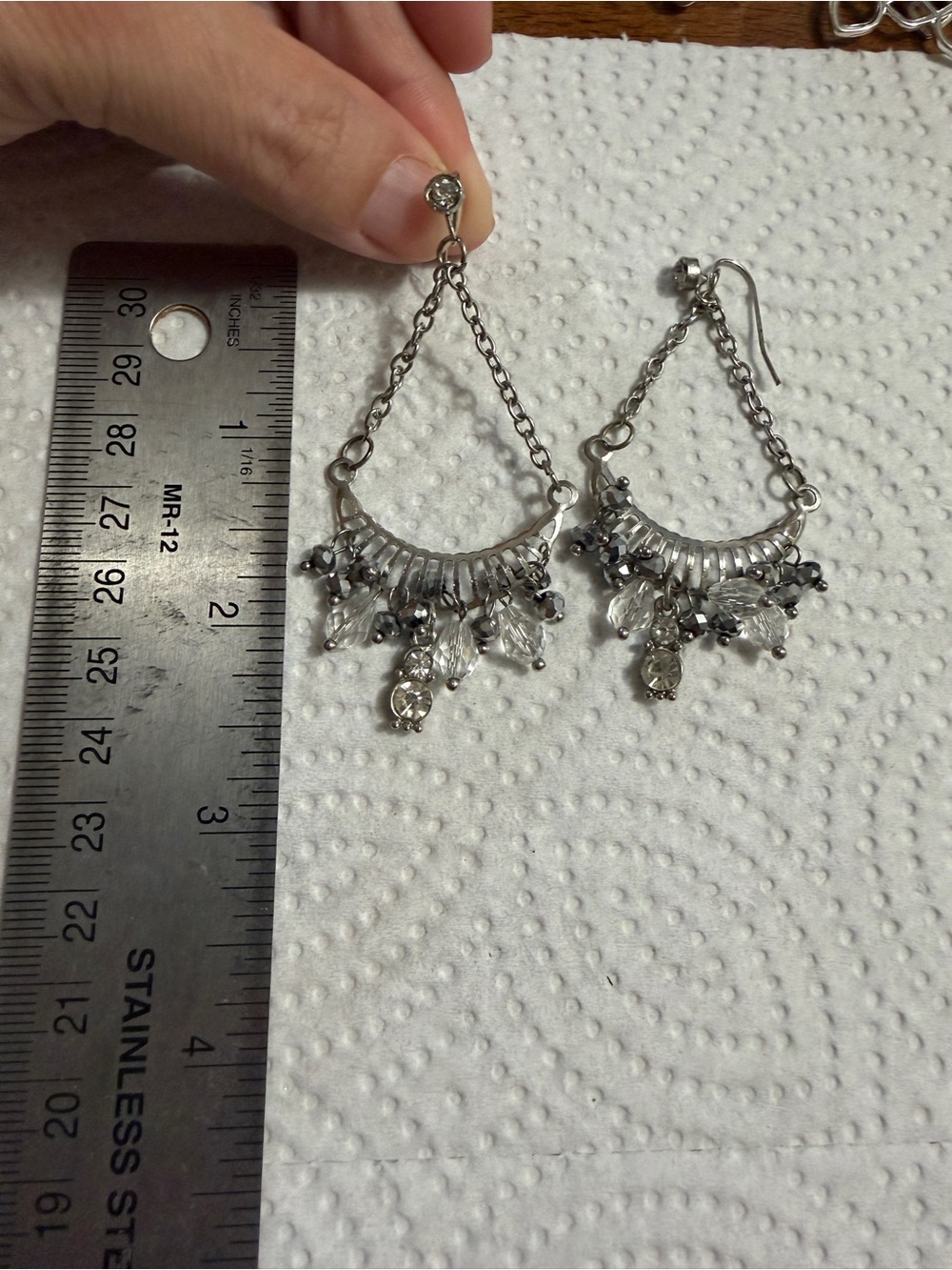 Buckle Silver Crystal Dangle Chandelier Earrings